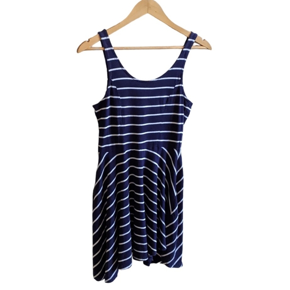 H&M DIVIDED Ladies' Navy Striped Mini Skater Dress - Picture 4 of 10